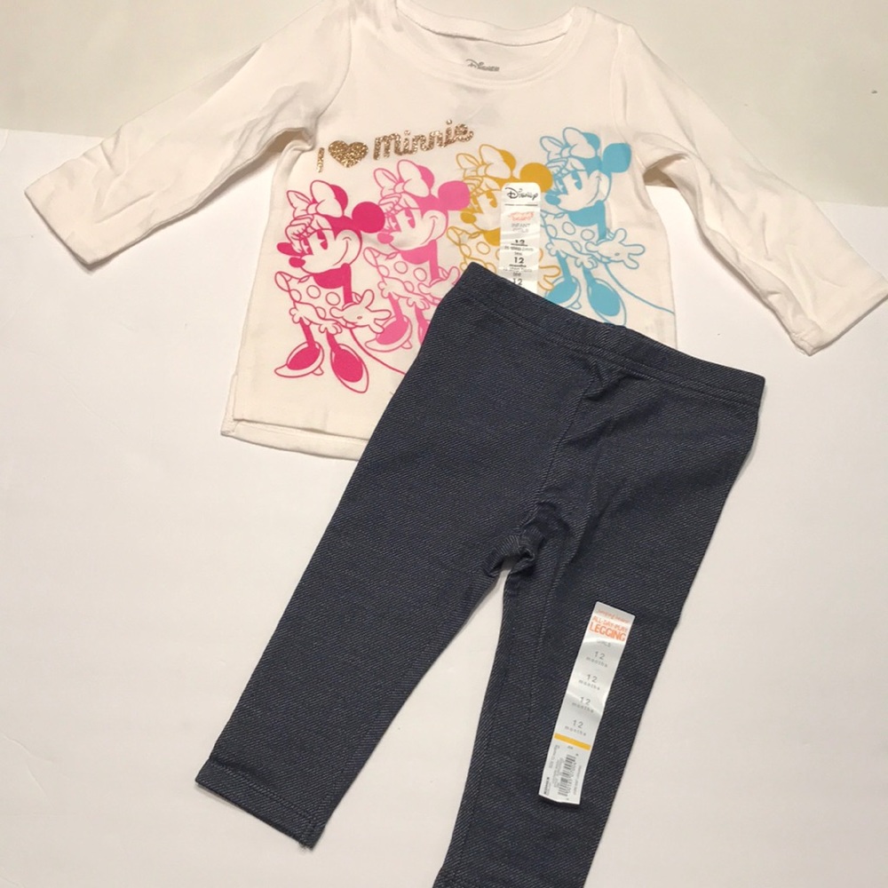 Baby girls Disney jumping beans shirt leggings outfit 12m